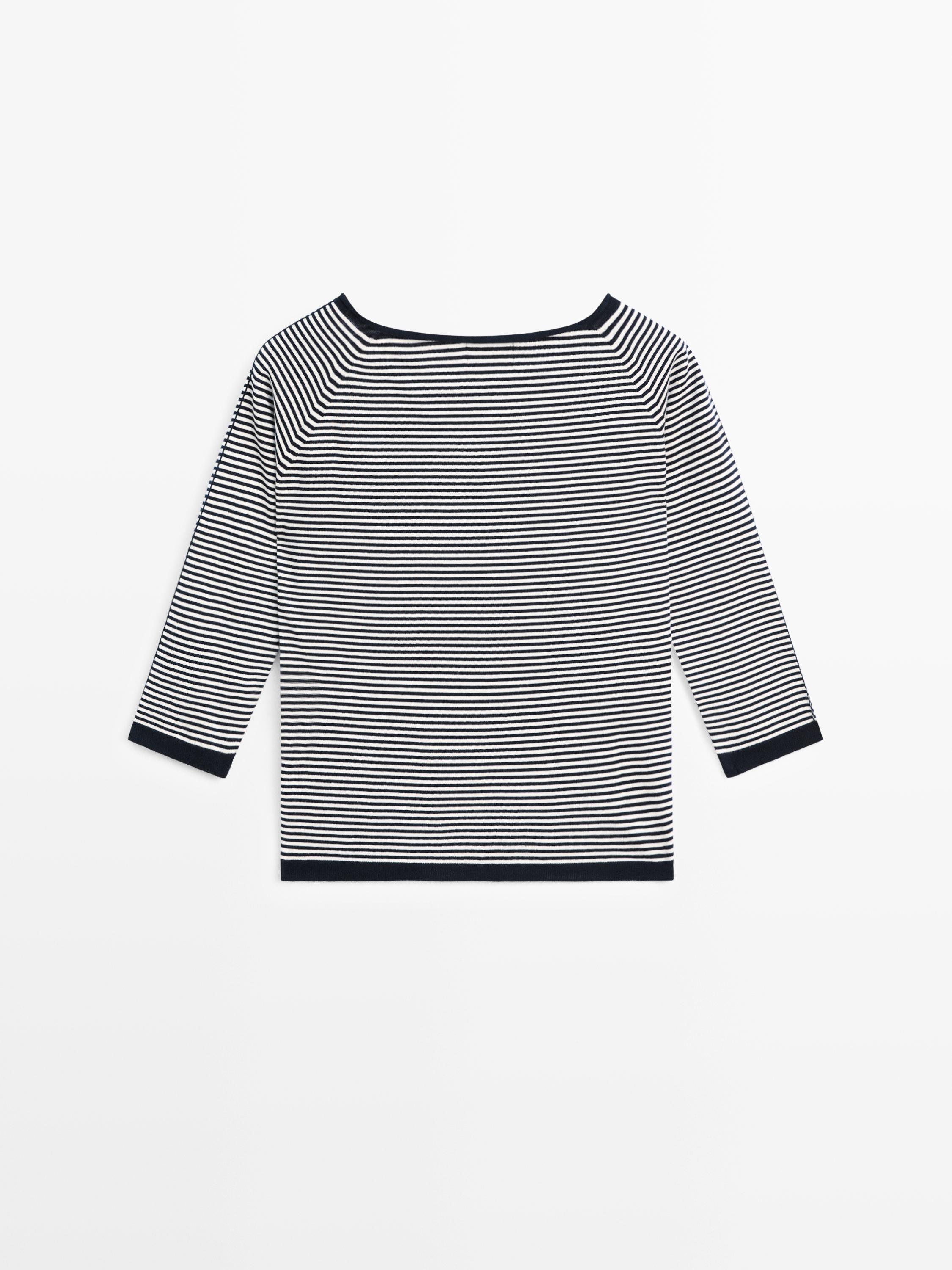 100% cotton striped knit sweater
